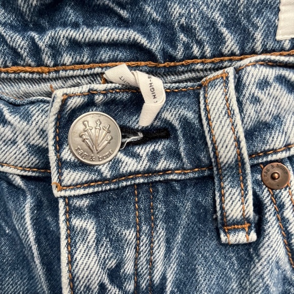 Rag & Bone Alex Jeans Womens 30 Blue High Rise Straight Denim Button Fly Raw Hem - Picture 3 of 12